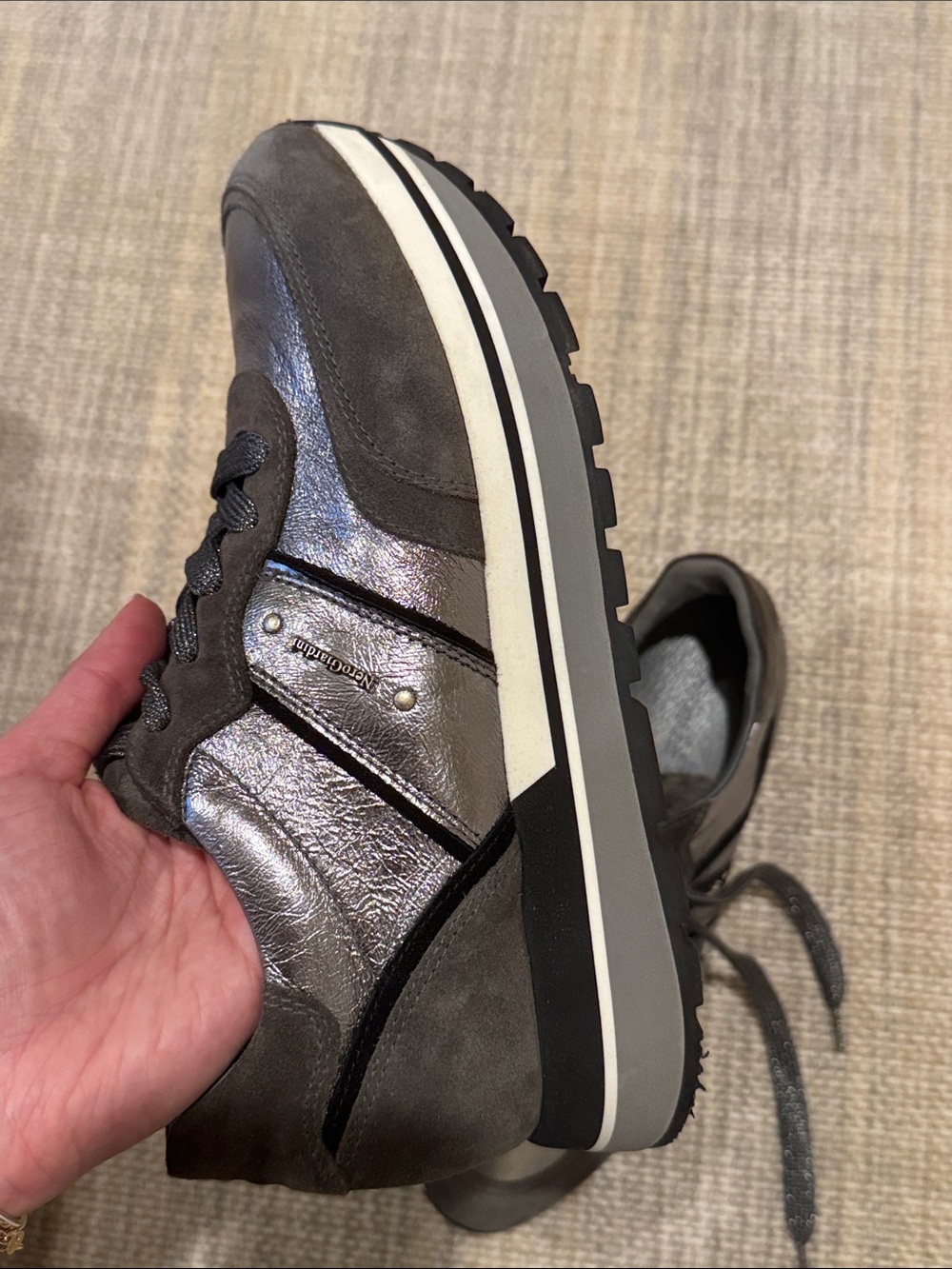 Nero Giardini Metallic Charcoal Platform Sneakers